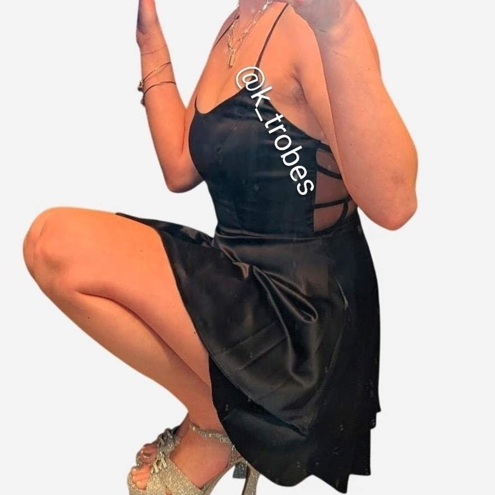 B Darlin Black Satin Mini Dress